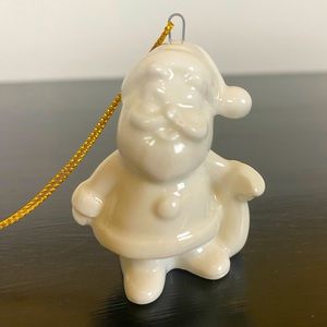 Vintage made in Japan porcelain white Christmas ornament. Santa ornament.